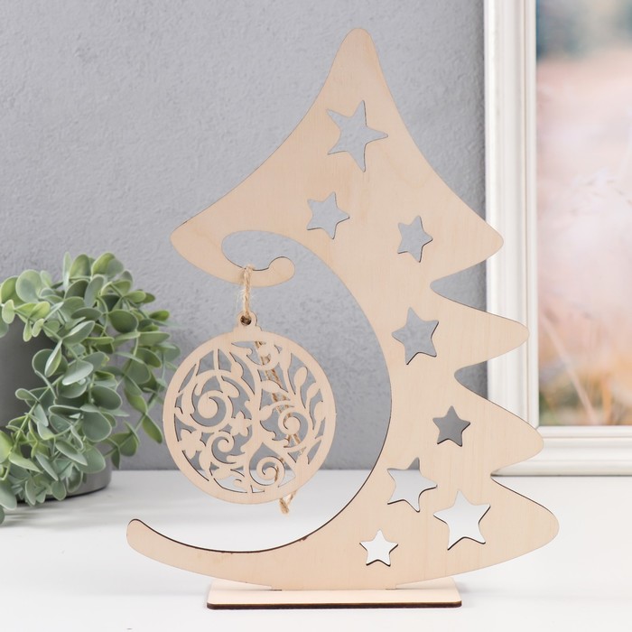 Сувенир дерево "Елочка с шариком" 21,5х27 см (набор 3 детали)