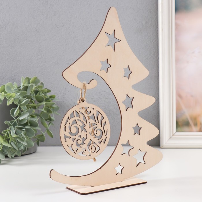 Сувенир дерево "Елочка с шариком" 21,5х27 см (набор 3 детали)