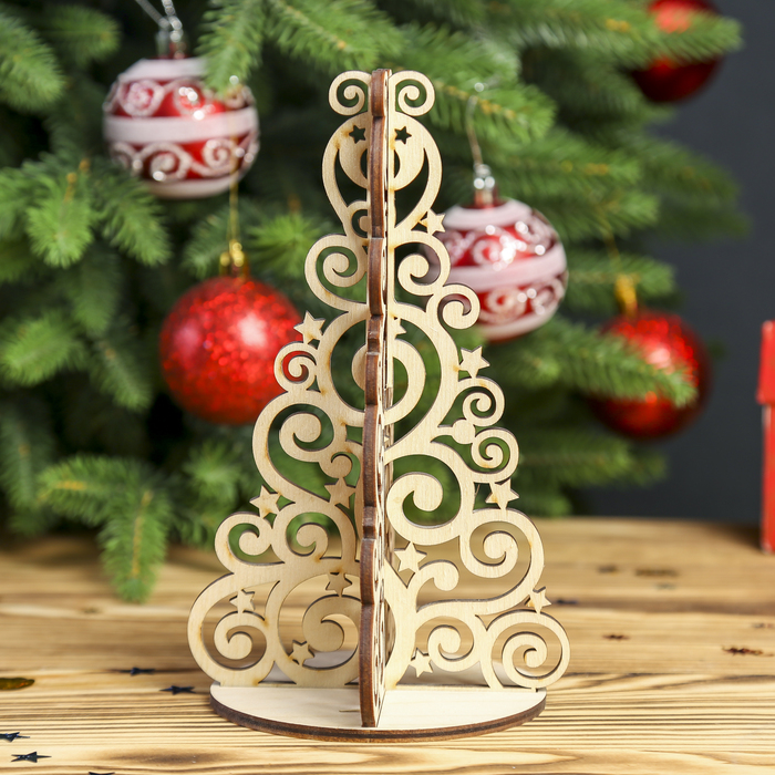 Сувенир дерево "Елочка Ажурная" 20х12 см (набор 3 детали)