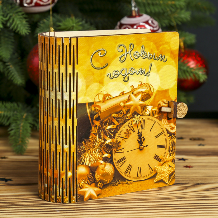 Шкатулка дерево "Новый Год " цветная 13х14х4,5 см