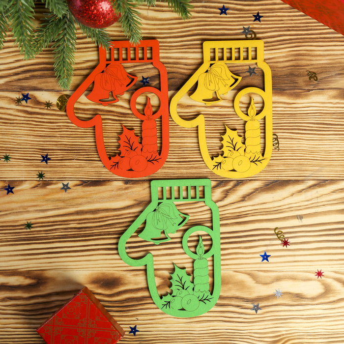 Сувенир дерево "Варежечка" (набор 3 шт) МИКС