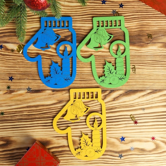 Сувенир дерево "Варежечка" (набор 3 шт) МИКС