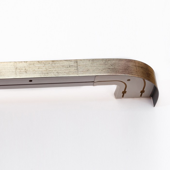 280 карниз УЛЬТРАКОМПАКТ Стандарт 2х рядный ПЛАТИНА АНТИК с пласт.декор. планкой в инд. уп. 390838