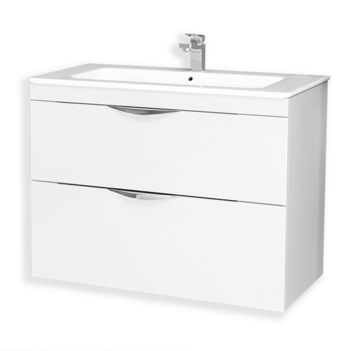 Тумба-комплект Alma máximo 100, белый лак, с раковиной