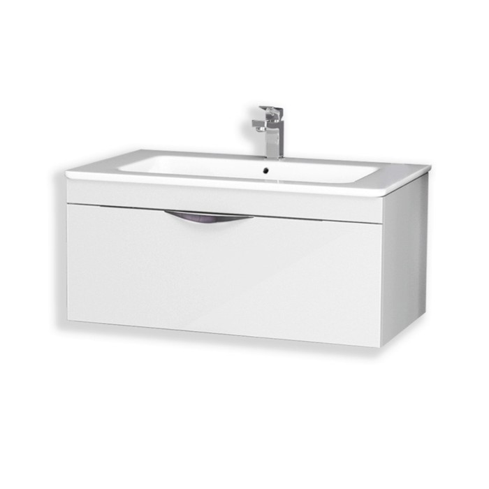 Тумба-комплект Alma 80, белый лак, с раковиной