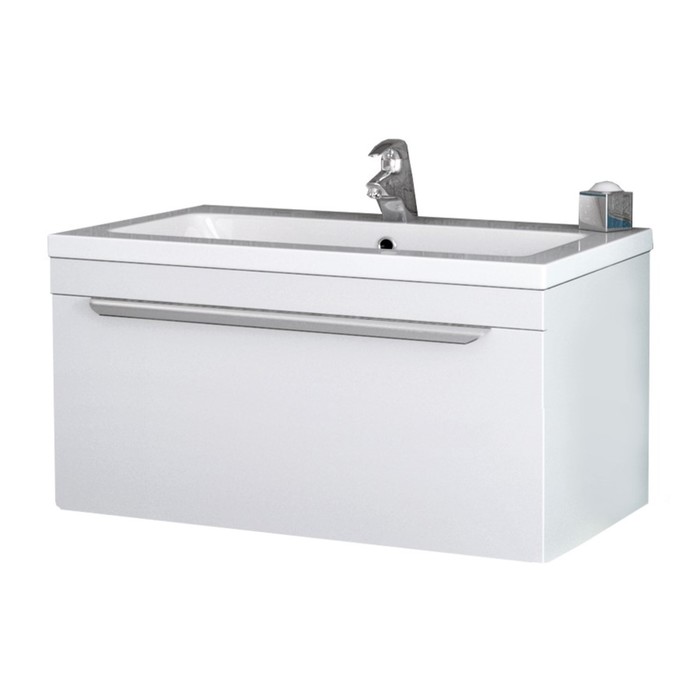 Тумба-комплект Viento 80, белый лак, с раковиной