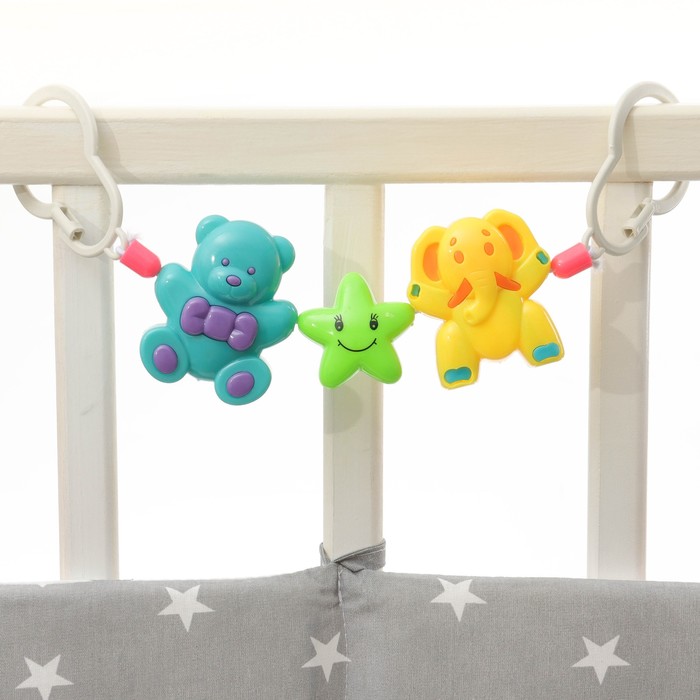 Растяжка на коляску/кроватку «Мишка, звезда, слоник», 3 игрушки