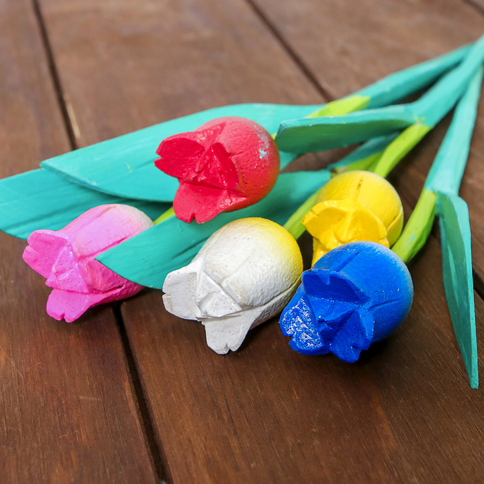 Сувенирный набор "Букет тюльпанов" дерево 5 шт. 22 см