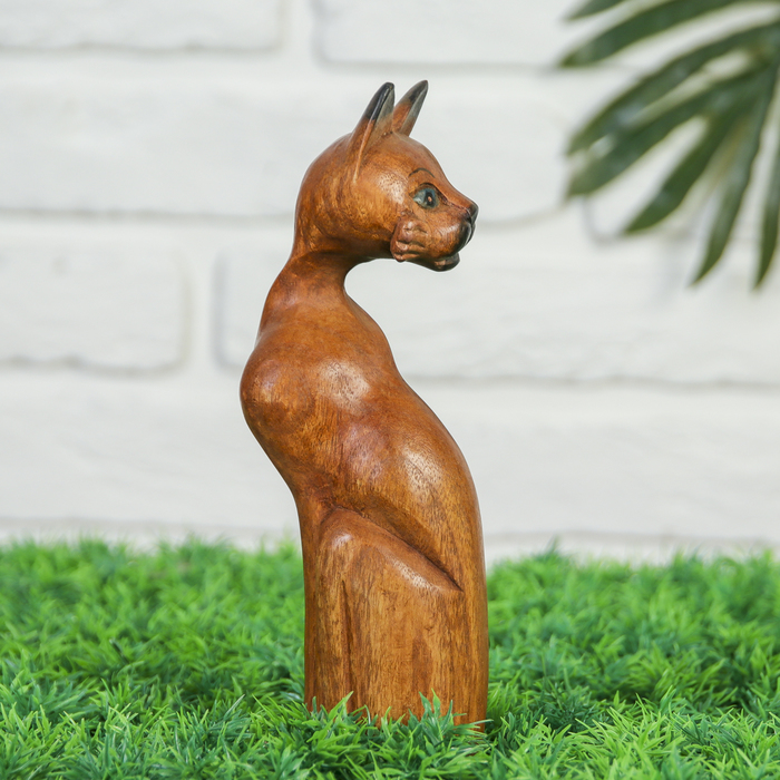 Сувенир "Кот любопытный с повернутой головой" 25 см, дерево