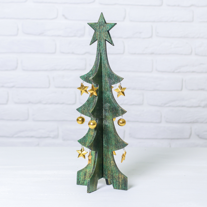 Сувенир "Елка зелено-золотистая с золот.игрушками" 50х16 см, разборная