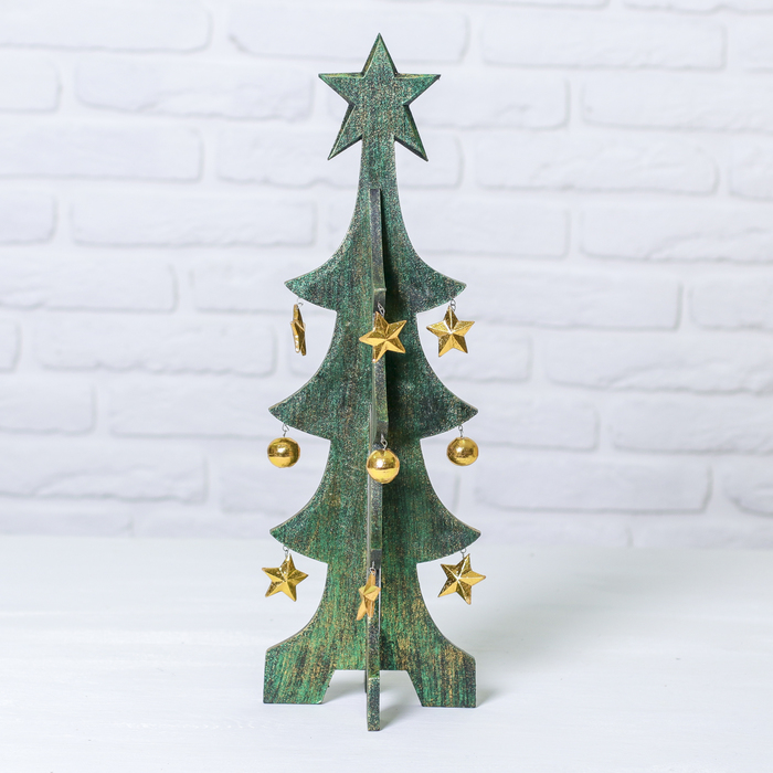 Сувенир "Елка зелено-золотистая с золот.игрушками" 50х16 см, разборная
