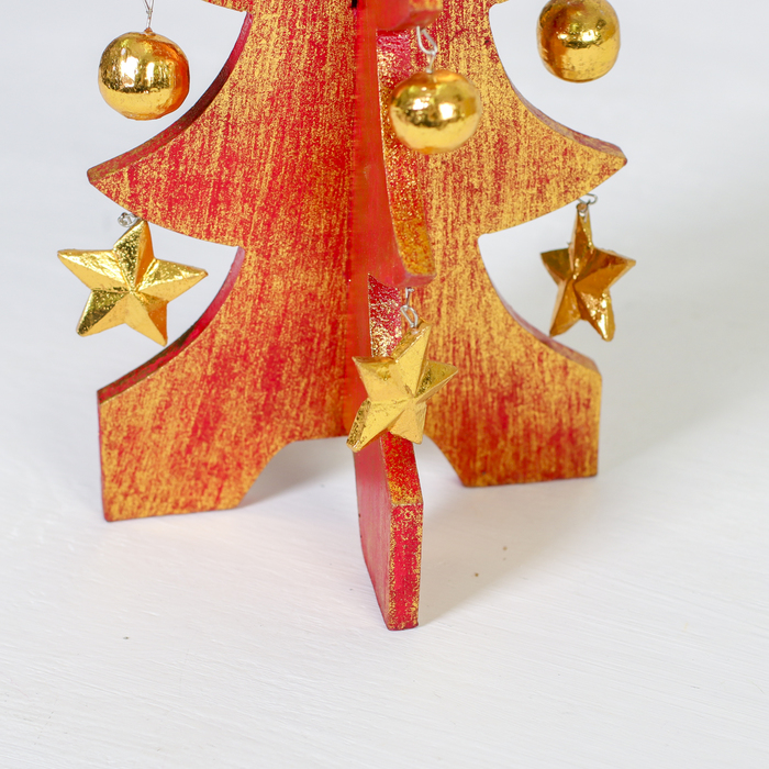 Сувенир "Елка красно-золотистая с золот.игрушками" 40х15 см разборная