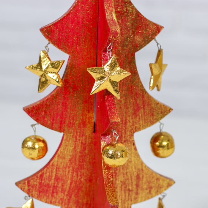 Сувенир "Елка красно-золотистая с золот.игрушками" 40х15 см разборная