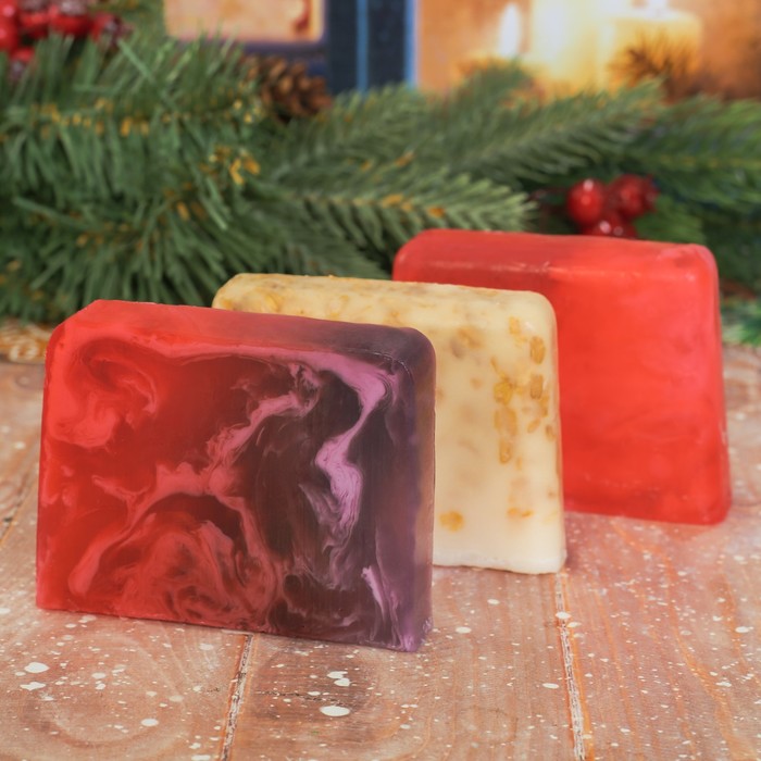 Мыло ручной работы "Новый год принесёт счастье", 3 шт.