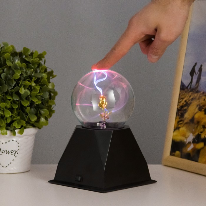 Плазменный шар "Роза золотая" 21х14х10 см