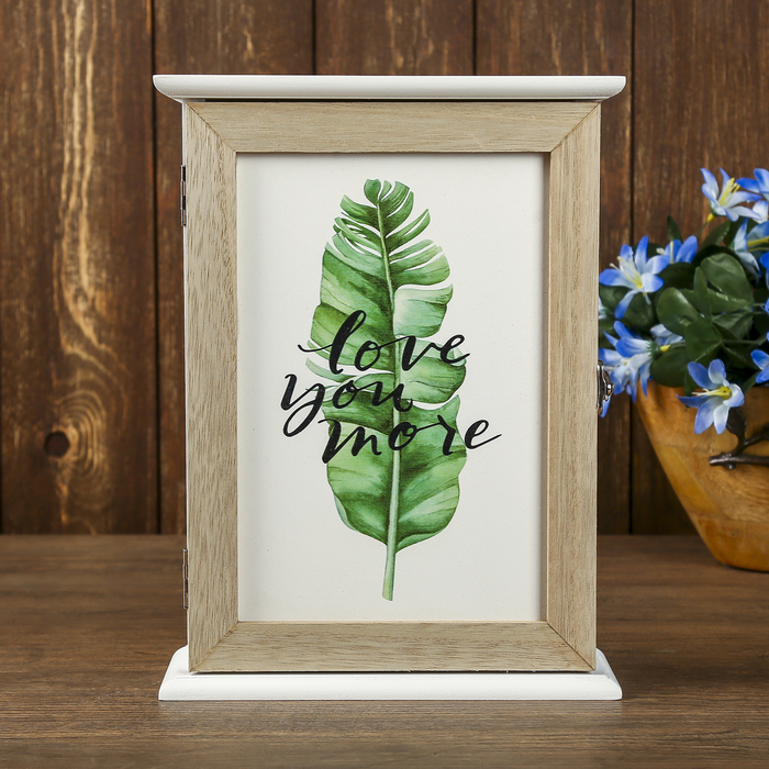 Ключница дерево 6 крючков "Пальмовый лист" 26х17х7 см