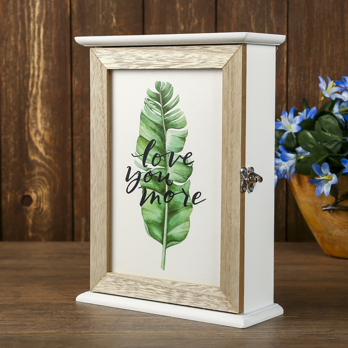 Ключница дерево 6 крючков "Пальмовый лист" 26х17х7 см