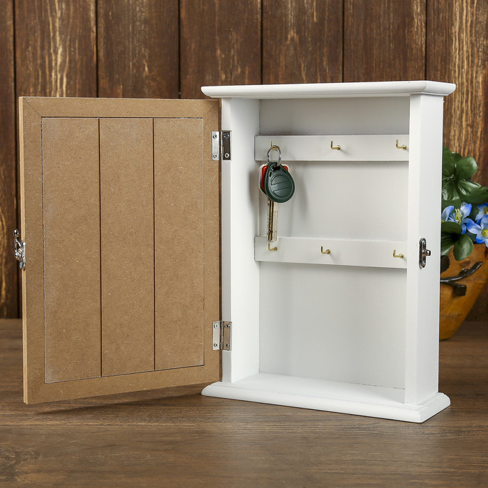 Ключница дерево 6 крючков "Розы. Шебби-шик" 26х17х7 см