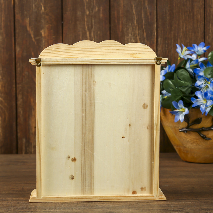 Ключница дерево под роспись "Фигурная со стеклом" 23х19,5х6 см