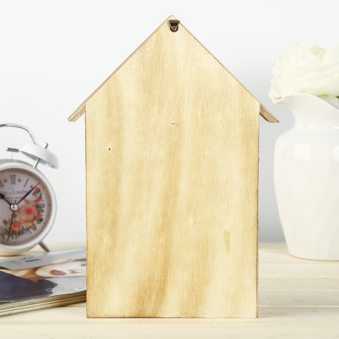 Ключница дерево под роспись "Домик со стеклянными дверями" 29,7х22х5,8 см