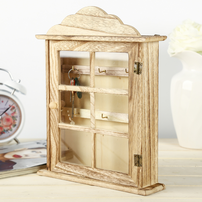 Ключница дерево под роспись "С витражными окнами" 27,5х21,5х5,5 см