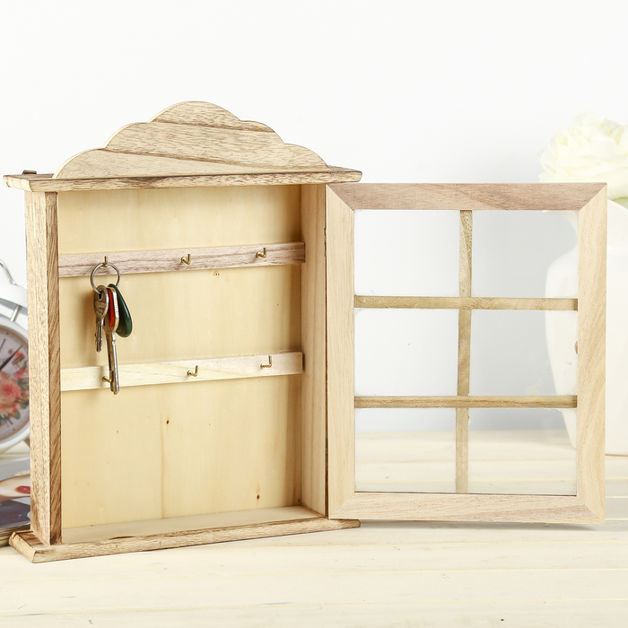 Ключница дерево под роспись "С витражными окнами" 27,5х21,5х5,5 см