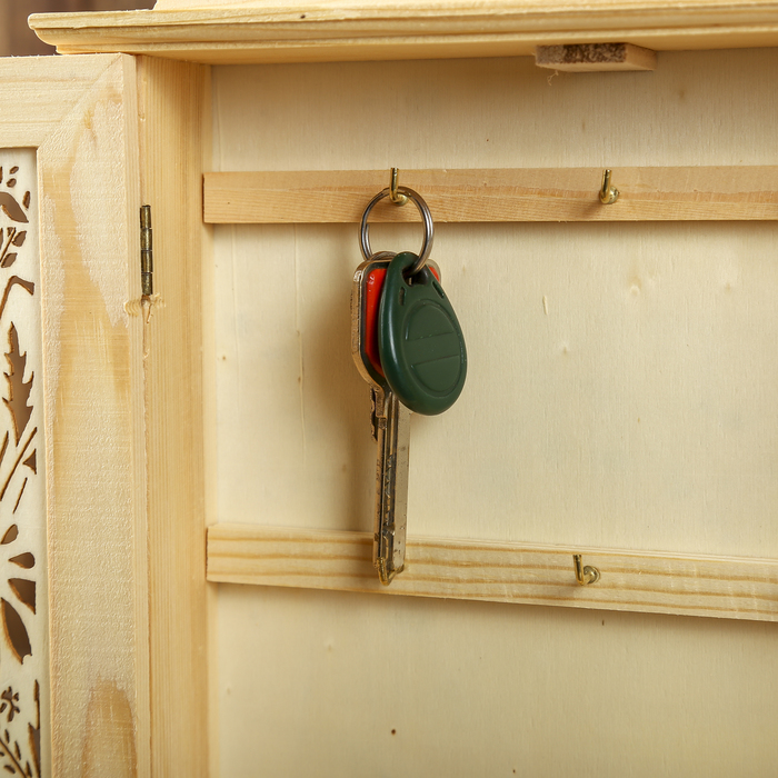 Ключница дерево под роспись "Цветочные ставни" 28х22х5,5 см