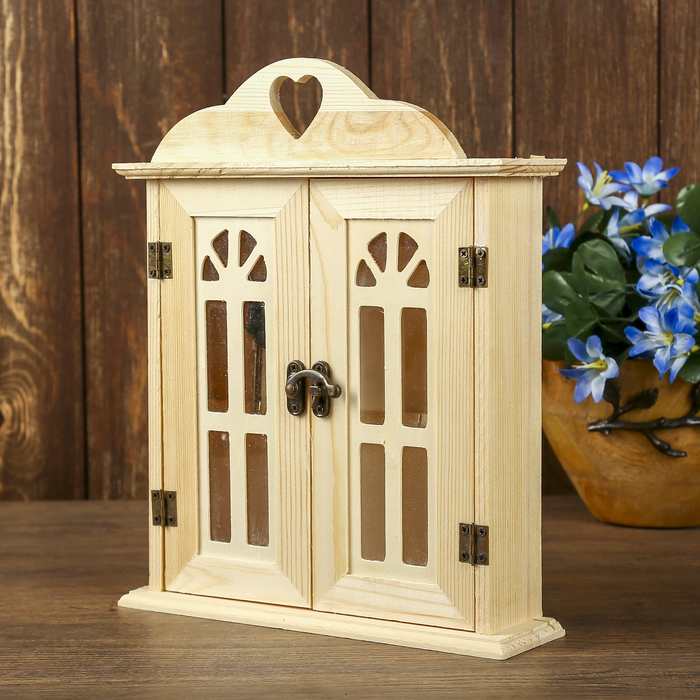 Ключница дерево под роспись "Дверь с витражными вставками" 28х22х5,5 см