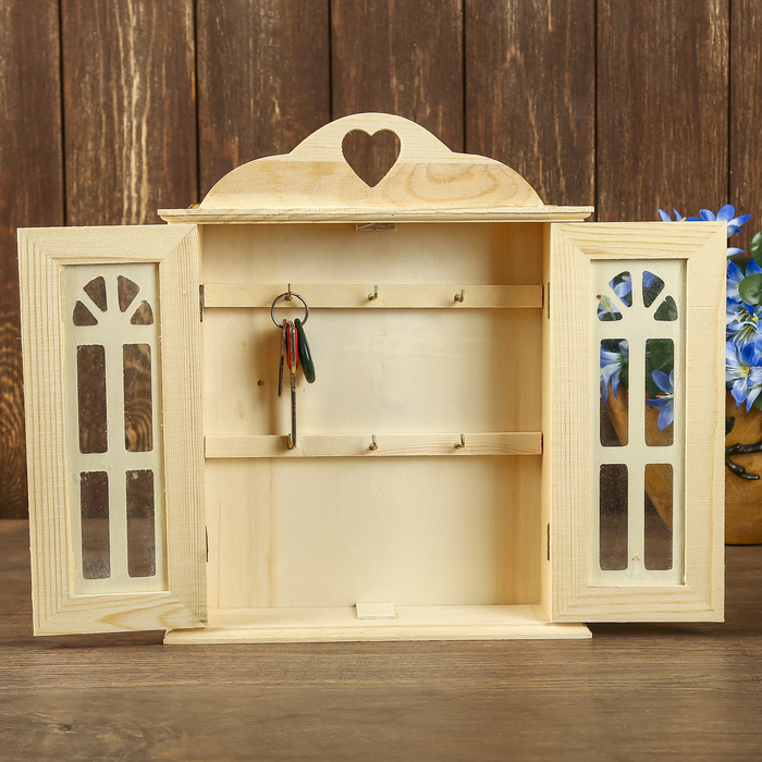 Ключница дерево под роспись "Дверь с витражными вставками" 28х22х5,5 см