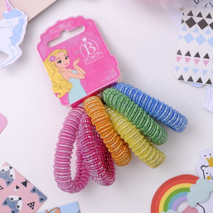 Резинка для волос "Перелив" (набор 6 шт) разноцветные