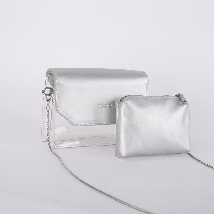 Сумка жен Эмми, 18*5*14, отд на магните, с кошельком, длин цепь, серебро