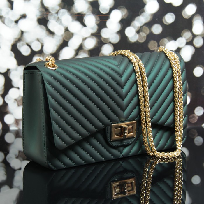 Сумка жен Эмили, 22*6,5*13, 2 отд на замке, длин цепь, зеленый