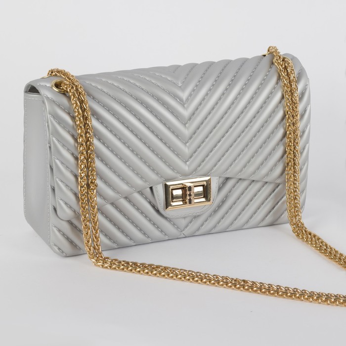 Сумка жен Эмили, 22*6,5*13, 2 отд на замке, длин цепь, серый