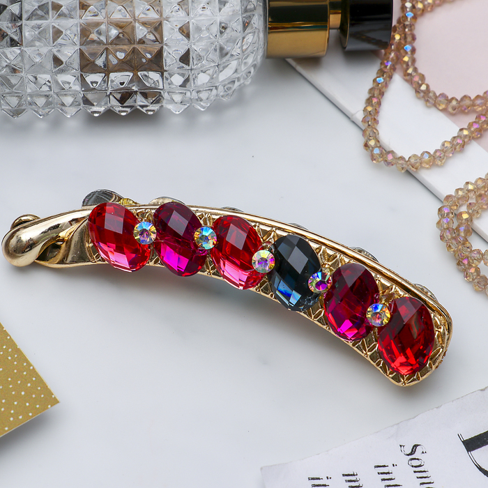 Банан для волос "Гламур" 10,5 см цветные стразы