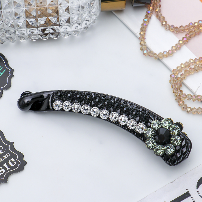 Банан для волос "Манифик" 10,5 см стразы и цветок