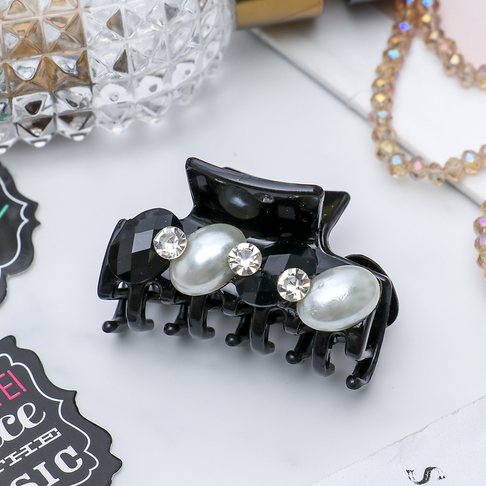 Краб для волос &quot;Августина&quot; 4,5 см бусины и стразы