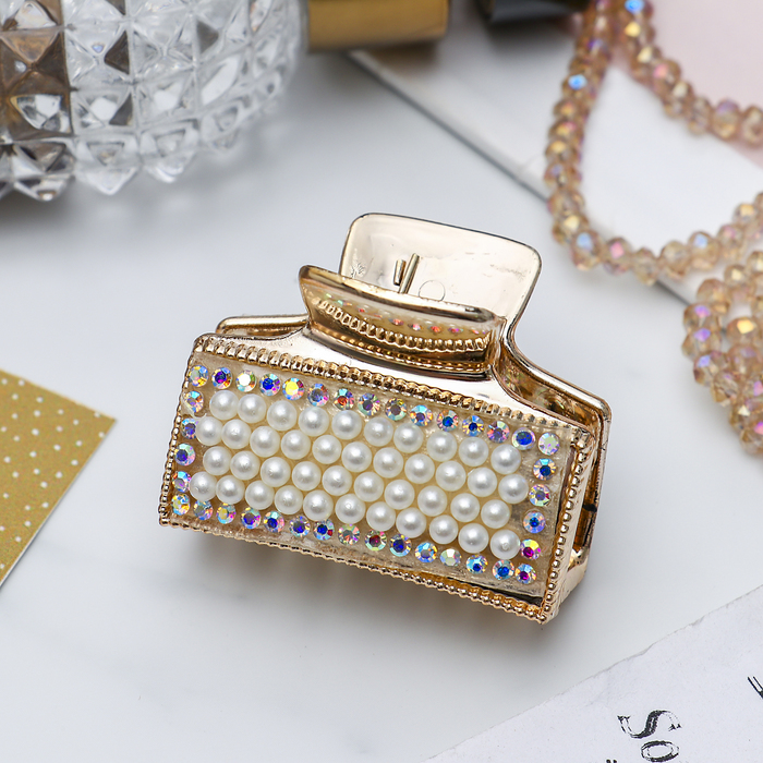 Краб для волос &quot;Переливы океана&quot; 4,5 см прямоугольный