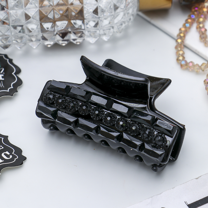 Краб для волос &quot;Стильный глянец&quot; 6 см круглые стразы