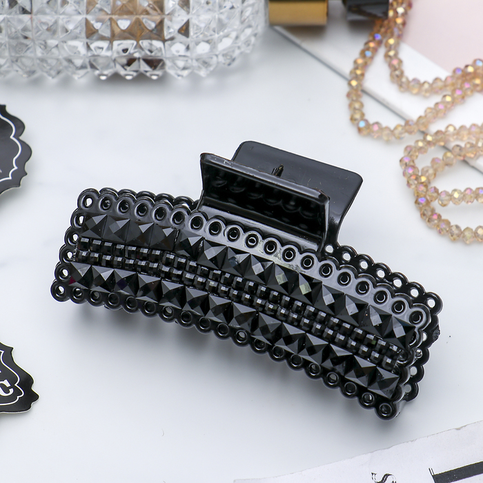 Краб для волос "Стильный глянец" 8,5 см стразы рюши