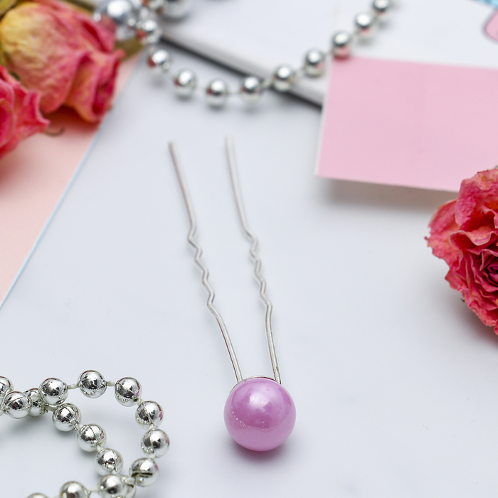 Шпилька для волос "Шарик" 1*6 см, перламутр, микс