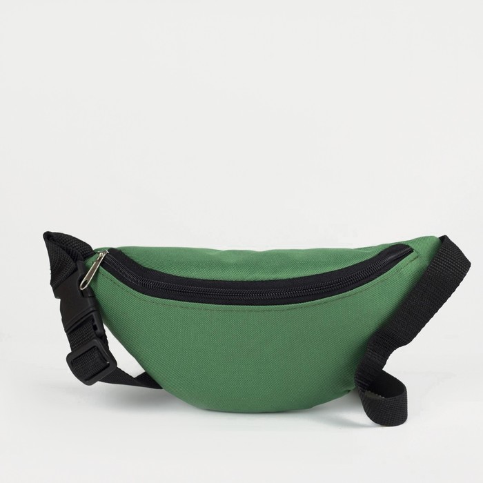 Поясная сумка на молнии, регулируемый ремень, цвет зелёный