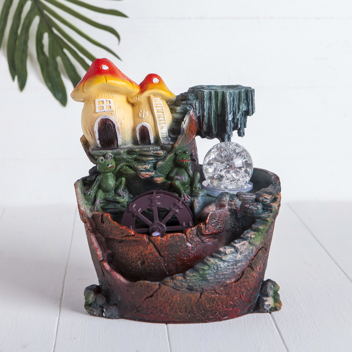 Фонтан "Домики - мухоморчики" 14х20х23,5 см (с подсветкой) мод.027