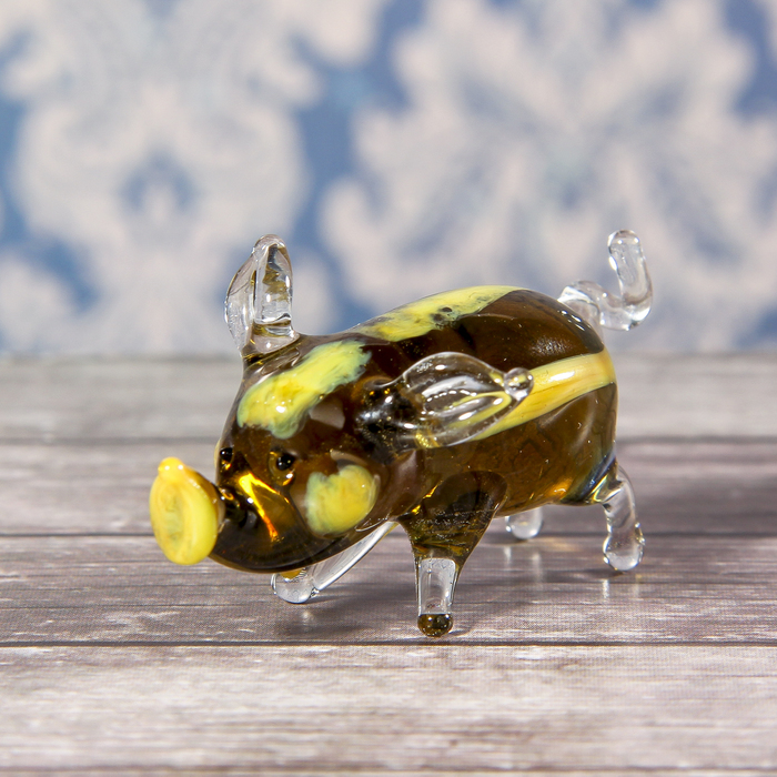 Сувенир стекло средняя фигурка "Свинья" 6х2,5 см