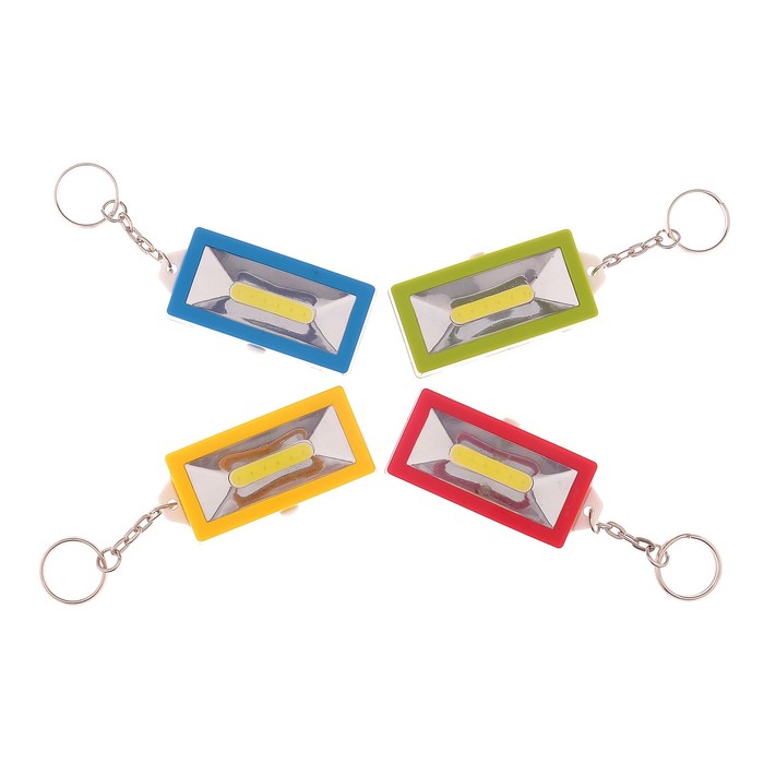 фонарик 1 диод, с брелком, 3 бат, пластик, микс 1,5*3*6