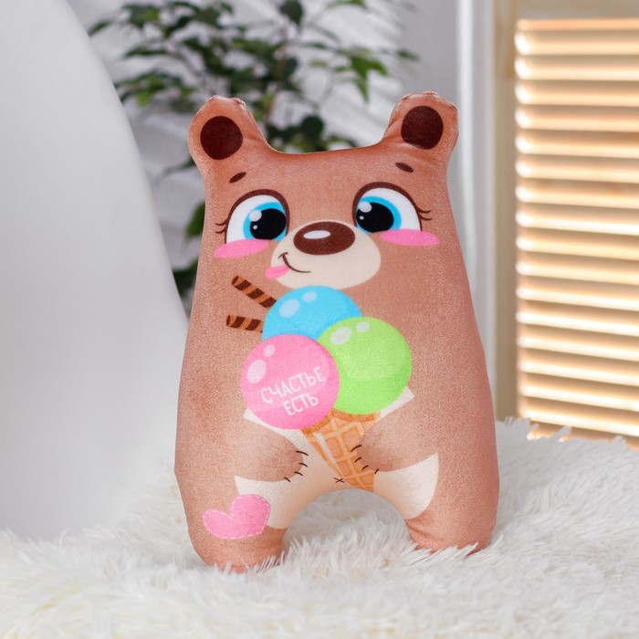 Мягкая игрушка-антистресс "Счастье есть" медведь