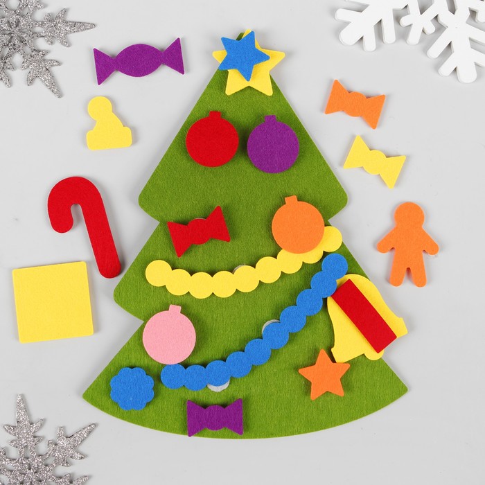 Коврик-игралка "Елочка" 200х250 мм + 21 деталь из фетра