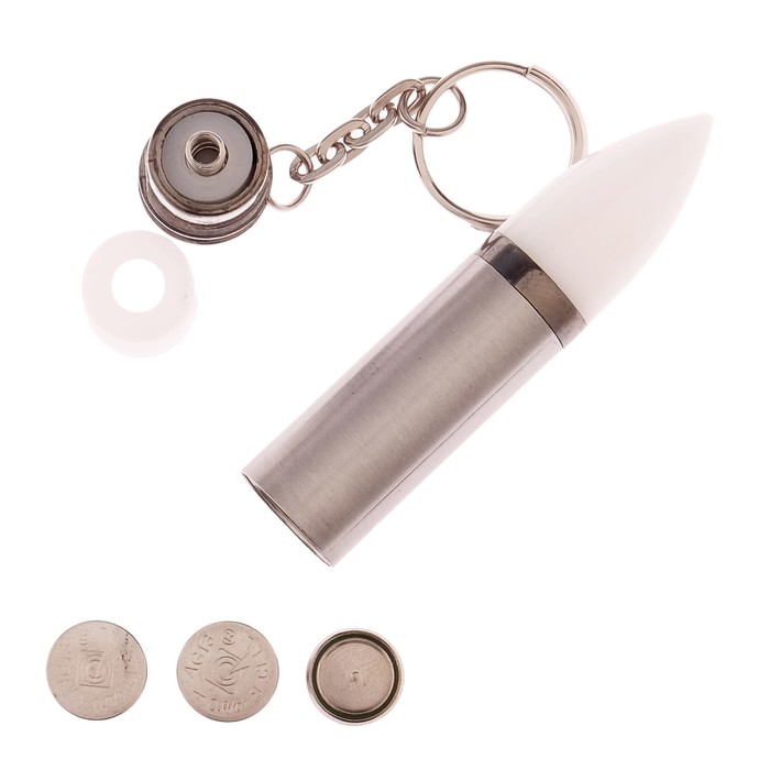 фонарик 1 диод, с брелком, 3 бат, металл, 1,5*1,5*7