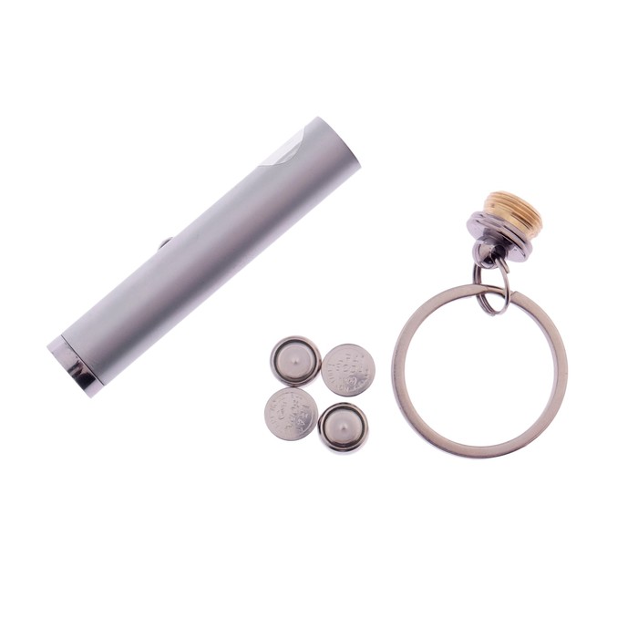 фонарик 1 диод,фонарик, с брелком, 3 бат, металл, 1*1*5