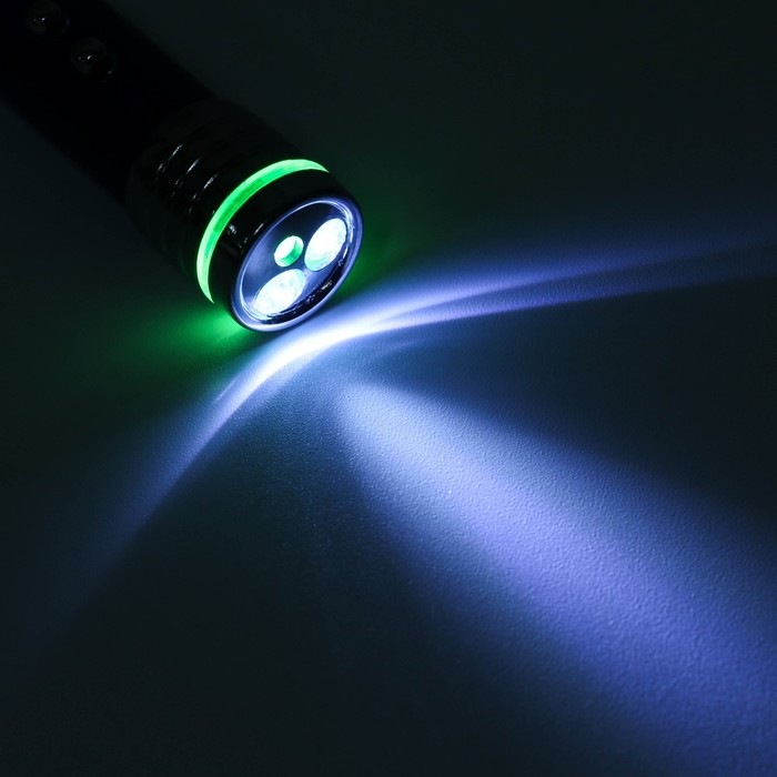 фонарик 1 диод,фонарик, с карабином, 3 бат, металл, микс 1,5*1,5*9