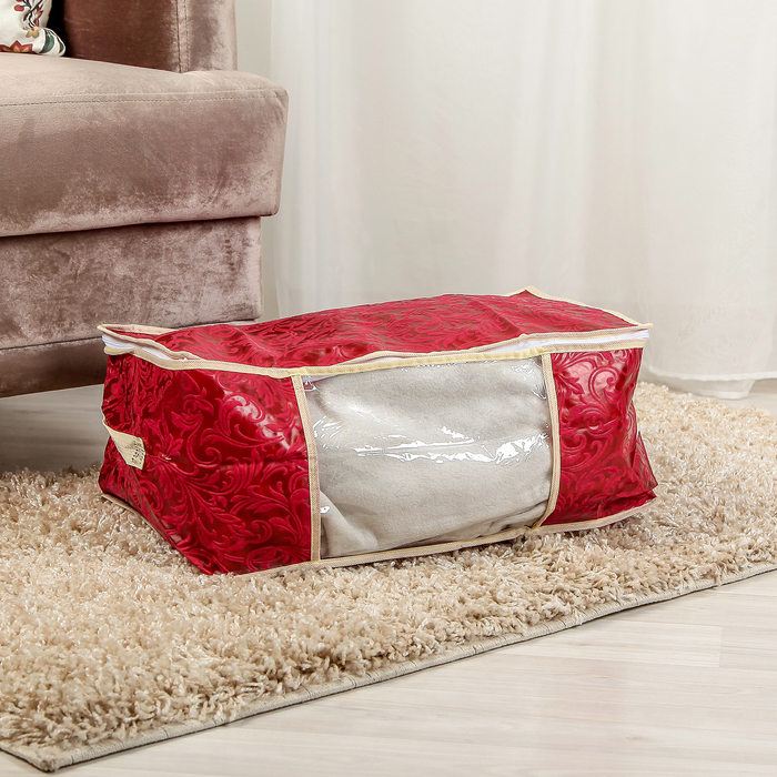 Кофр для хранения вещей 45х30х20 см "Узоры", бордовый